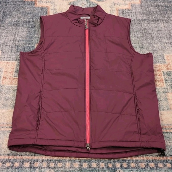 Peter Millar Puffer Vest Warmth Maroon Golf Poly Fill Full Zip Men's Size Large - Picture 1 of 2